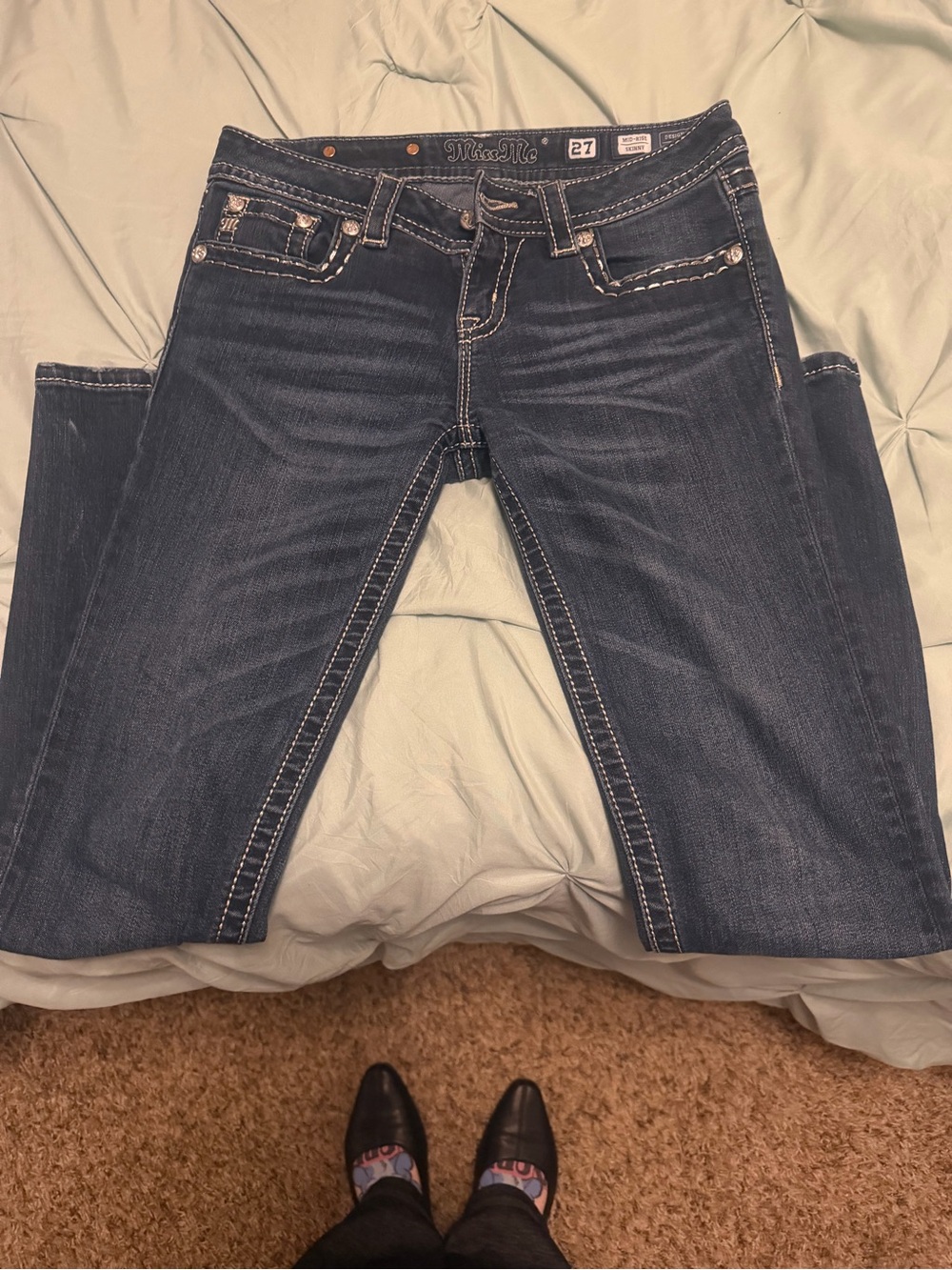 Miss Me Women's Dark Blue Skinny Jeans - Size 27